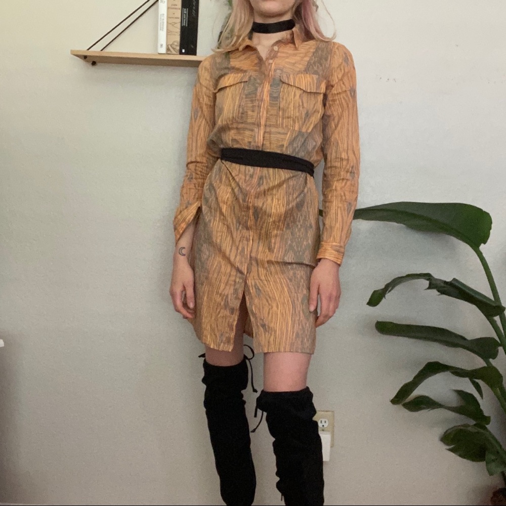derek lam retro yellow button down dress